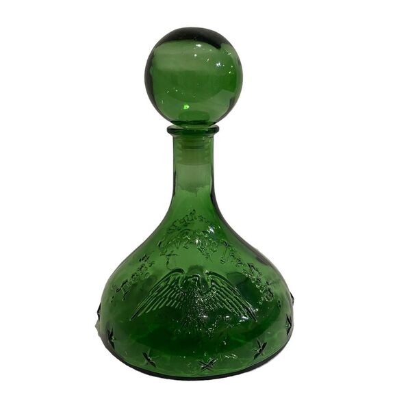 Vintage ITALIAN GLASS CAPTAIN'S DECANTER - Green - "DON'T GIVE UP THE SHIP" - Picture 8 of 10